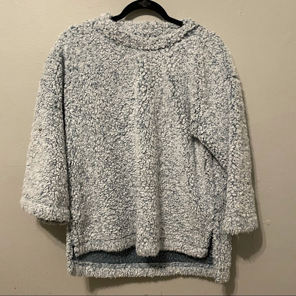 Blue plush fleece pullover